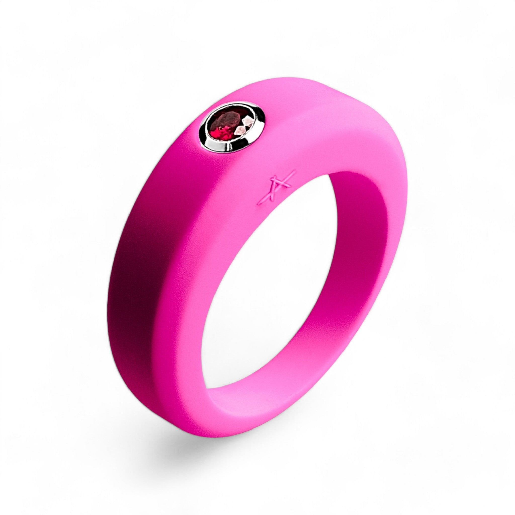 Bague fuschia en silicone