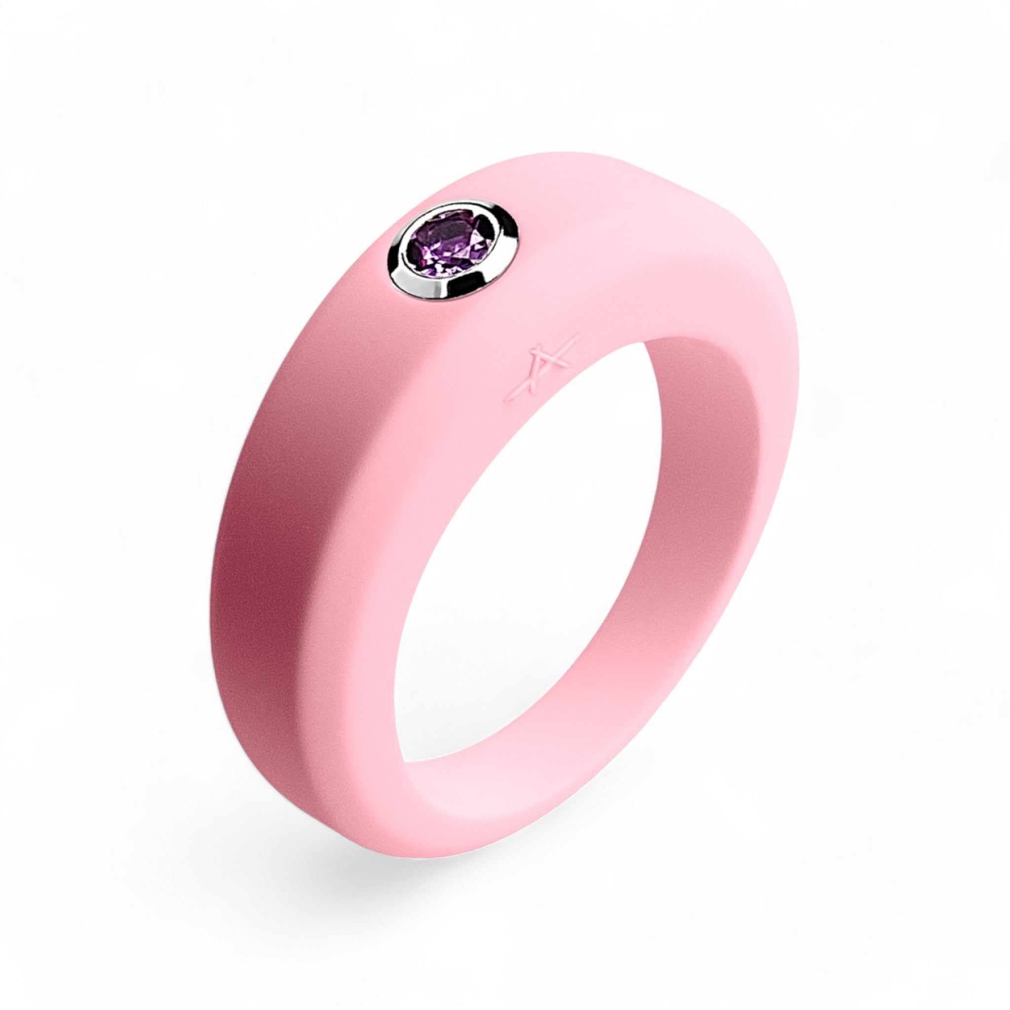 Bague rosé poudré en silicone