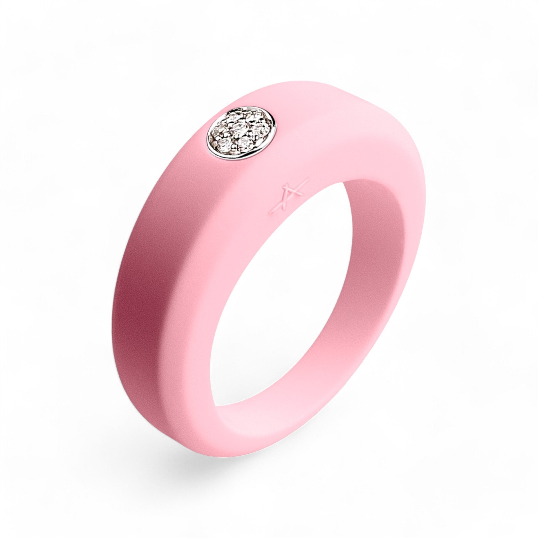 Bague rosé poudré en silicone